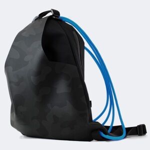 Mochibrand Sleek Black Camouflage light weight Backpack with Blue Accents NWT. S